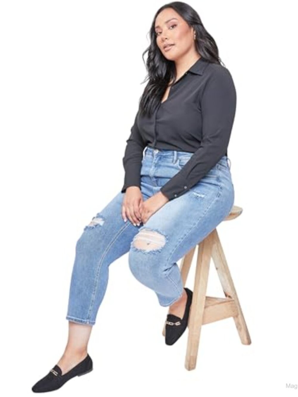 Plus Size Vintage Straight Ankle Jeans Sustainable High Rise - Picture 4 of 4